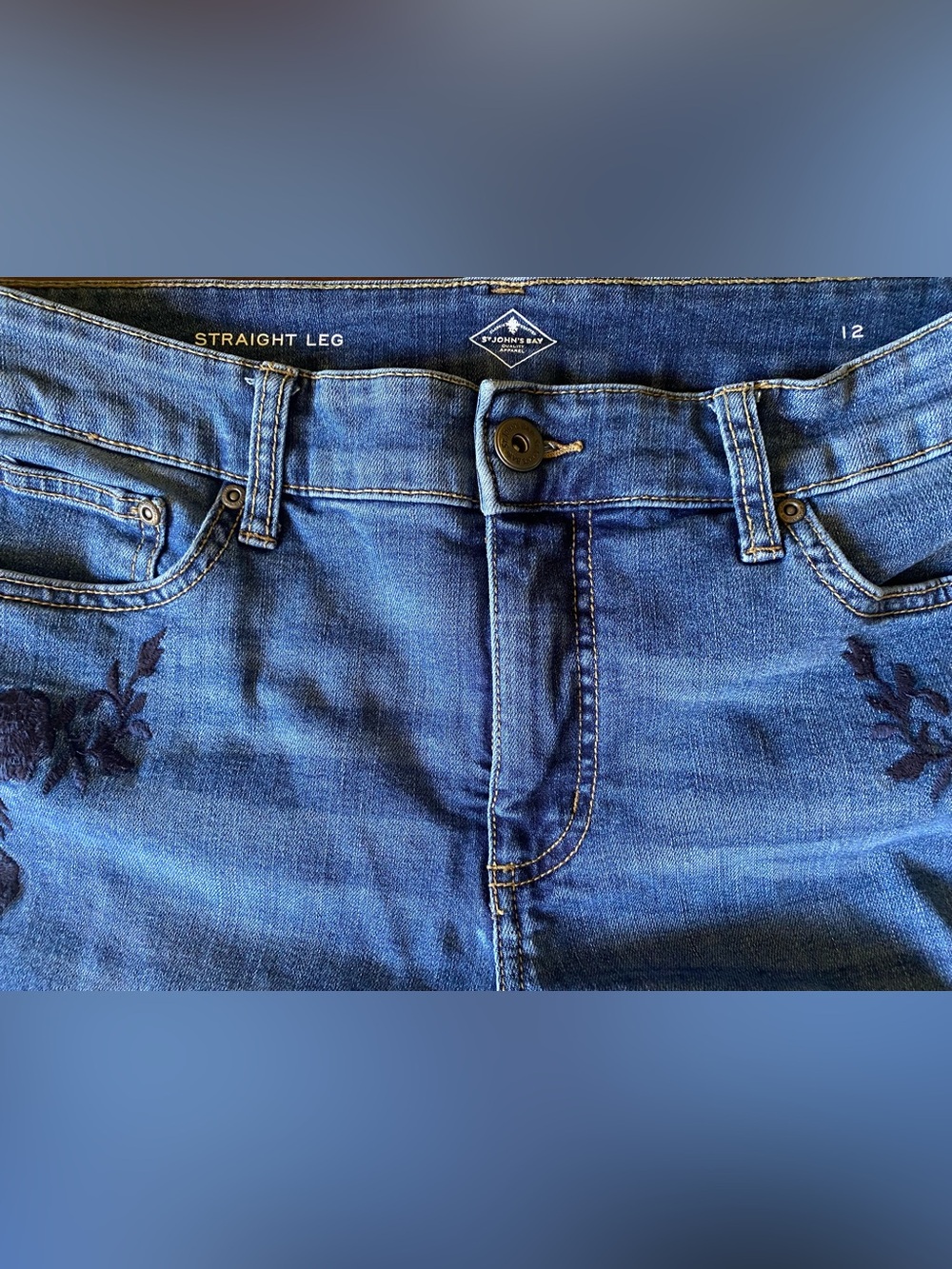 St. John's Bay Jeans Embroidered Straight-Leg 12 - Picture 6 of 9